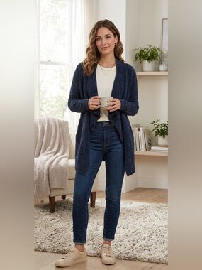 Barefoot Dreams Open-Front Draped Cardigan